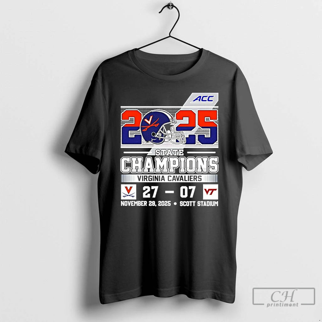 Classic Virginia Cavaliers 2025 Acc State Champions 27 07 Score Helmets T-Shirts, Hoodie, Sweatshirt | PopFlextees.com