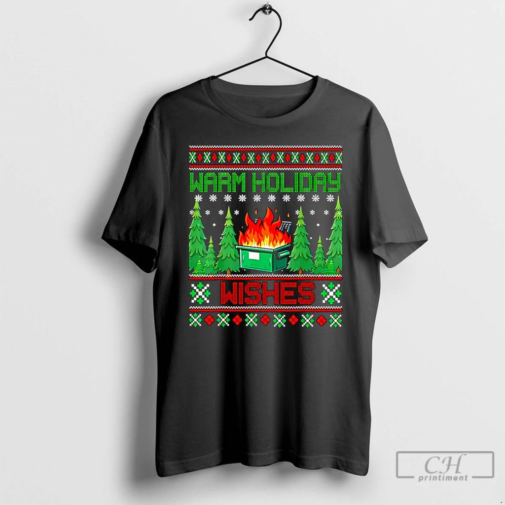 Classic Warm Holiday Wishes Christmas Lights Dumpster Fire Christmas T-Shirts, Hoodie, Sweatshirt | PopFlextees.com