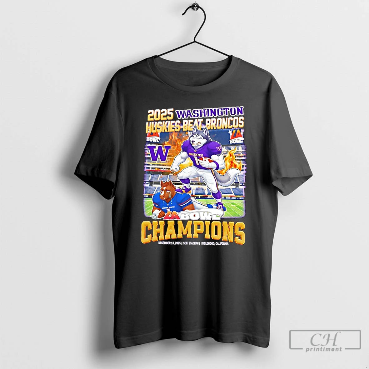 Classic Washington Huskies Beat Broncos 2025 La Bowl Champions Mascot T-Shirts, Hoodie, Sweatshirt | PopFlextees.com