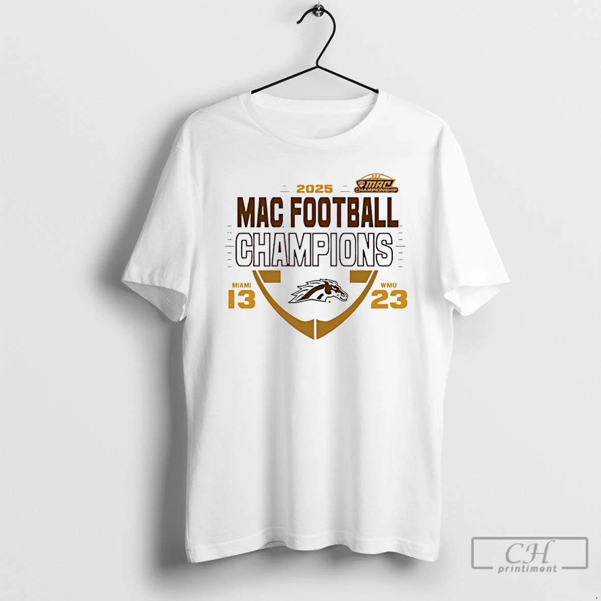 Classic Western Michigan Broncos 2025 Mac Football Champions 13 23 Score T-Shirts, Hoodie, Sweatshirt | PopFlextees.com
