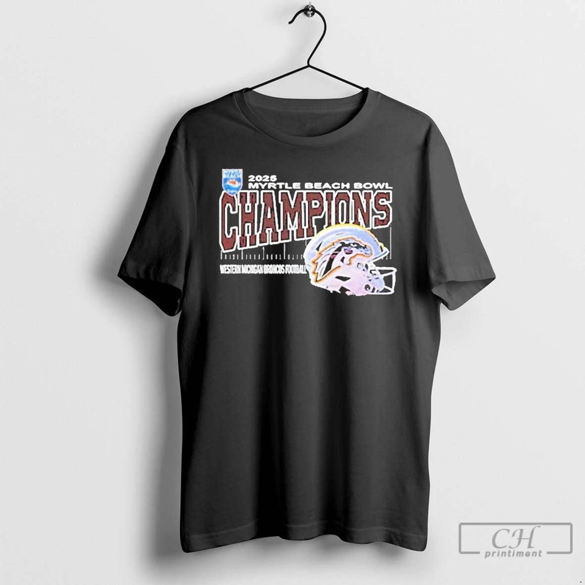 Classic Western Michigan Broncos 2025 Myrtle Beach Bowl Champions Helmet T-Shirts, Hoodie, Sweatshirt | PopFlextees.com