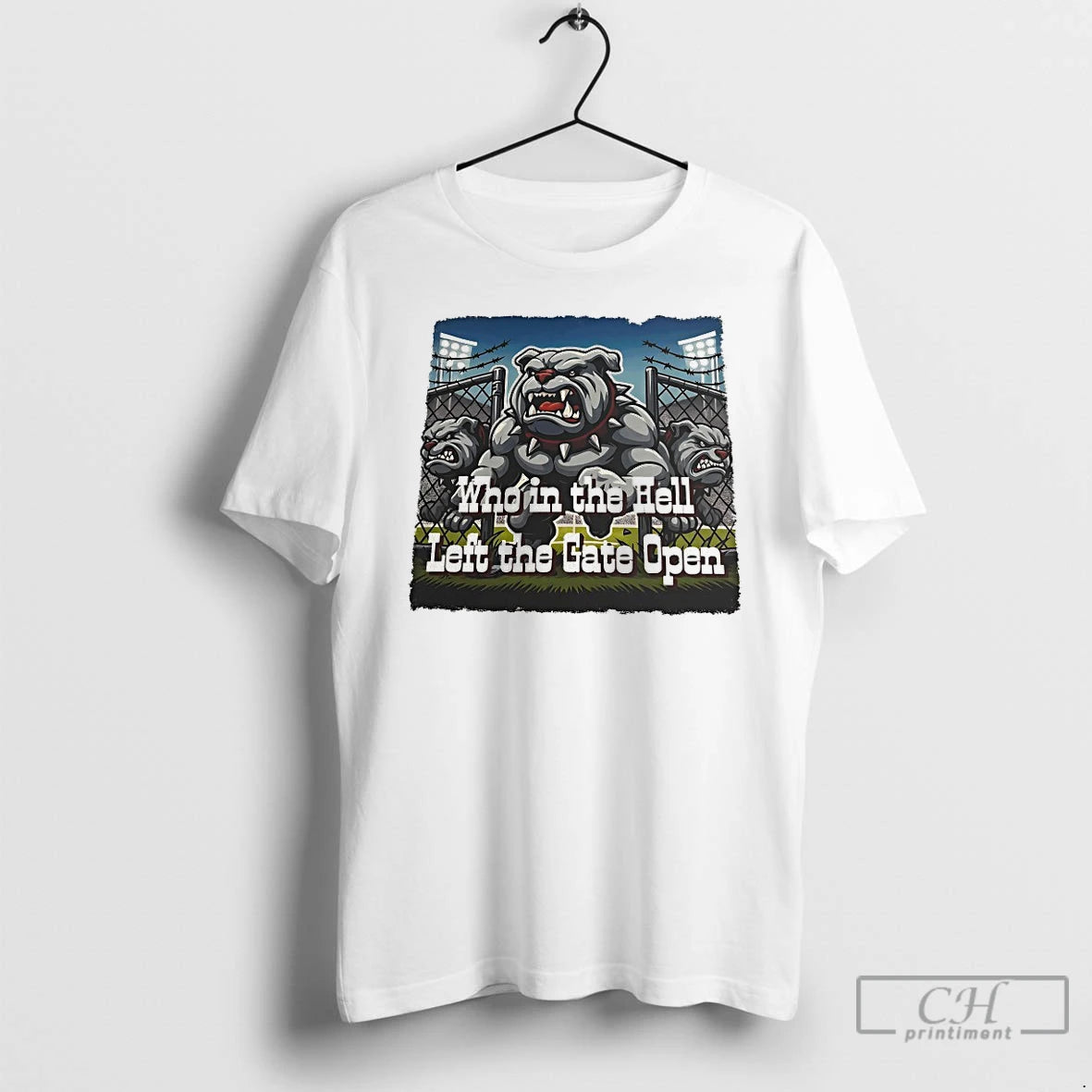Classic Who In The Hell Left The Gate Open Bulldogs T-Shirts, Hoodie, Sweatshirt | PopFlextees.com