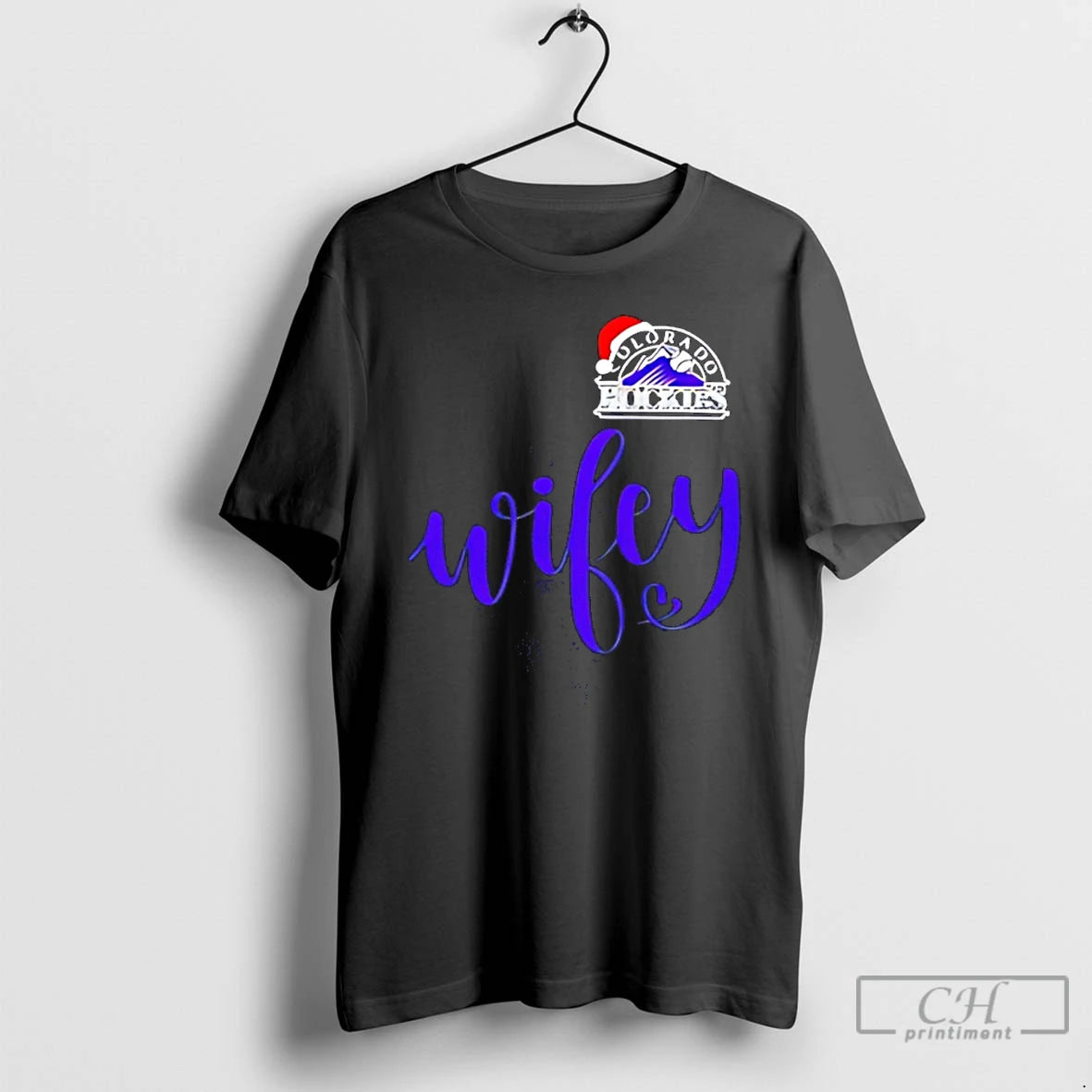 Classic Wifey Colorado Rockies Santa Hat Merry Christmas T-Shirts, Hoodie, Sweatshirt | PopFlextees.com