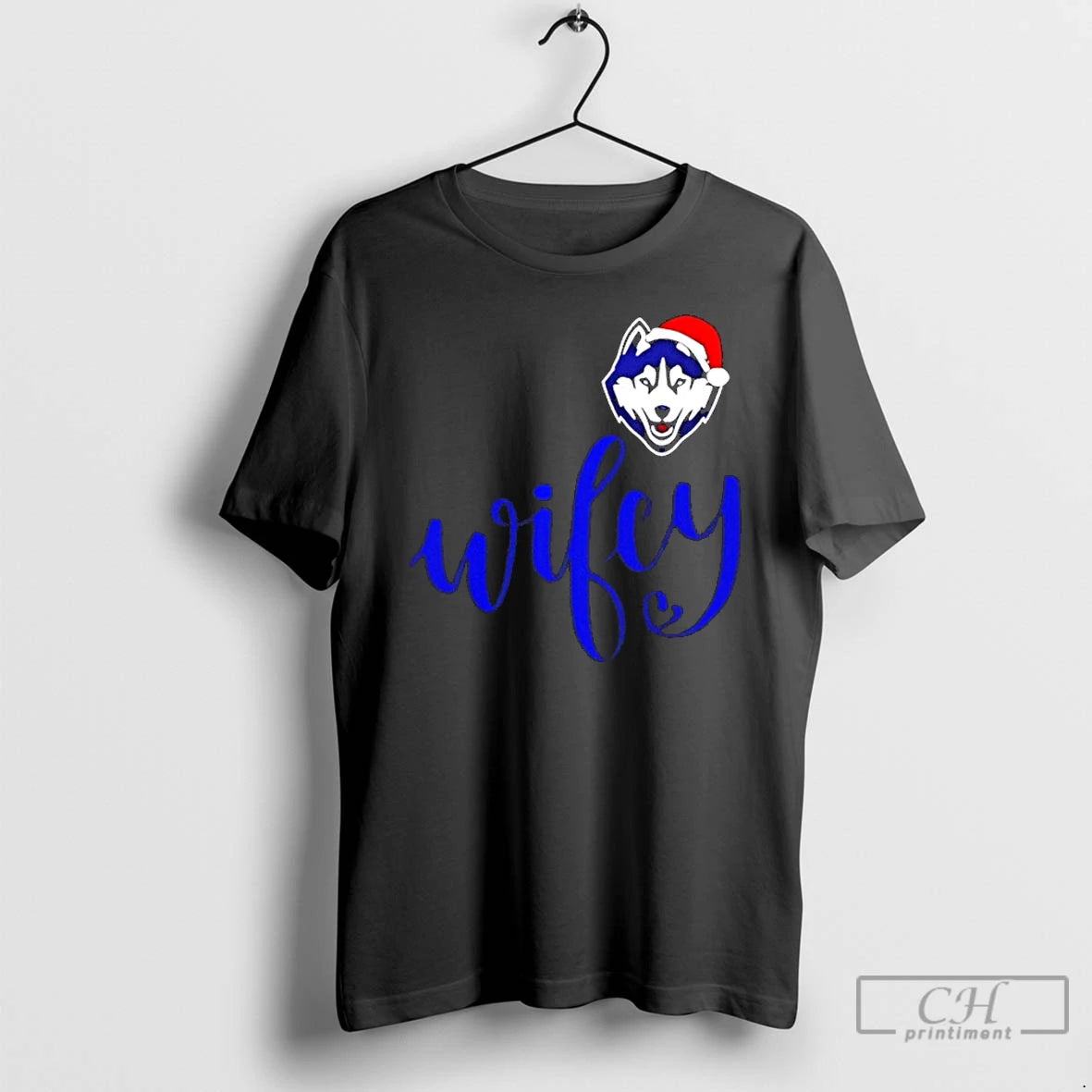 Classic Wifey Connecticut Huskies Santa Hat Merry Christmas T-Shirts, Hoodie, Sweatshirt | PopFlextees.com