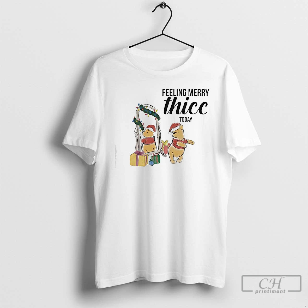 Classic Winnie The Pooh Christmas Lights Feeling Merry Thicc Today T-Shirts, Hoodie, Sweatshirt | PopFlextees.com