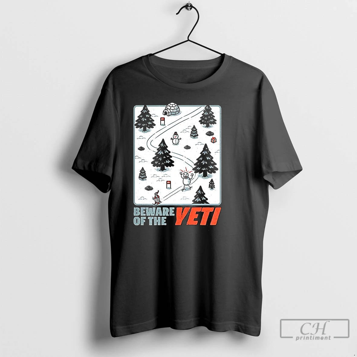 Classic Winter Skiing Game Beware Of The Yeti T-Shirts, Hoodie, Sweatshirt | PopFlextees.com
