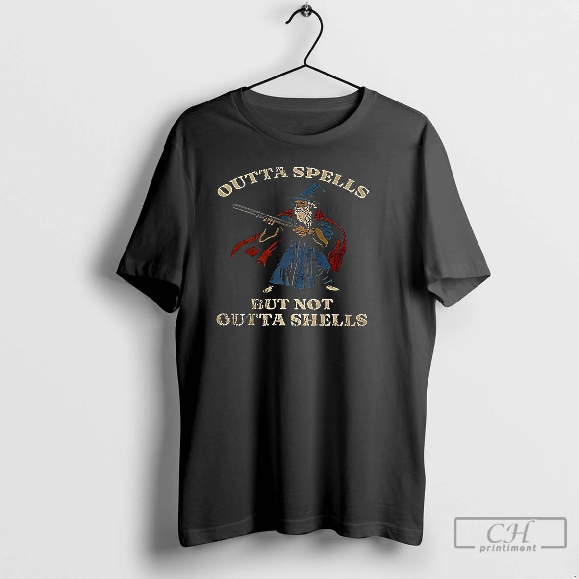 Classic Wizard Fantasy Outta Spells But Not Outta Shells T-Shirts, Hoodie, Sweatshirt | PopFlextees.com