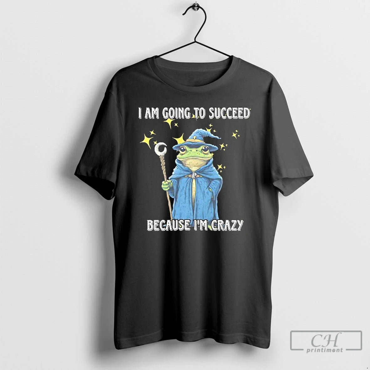 Classic Wizard Frog I Am Going To Succeed Because Im Crazy T-Shirts, Hoodie, Sweatshirt | PopFlextees.com