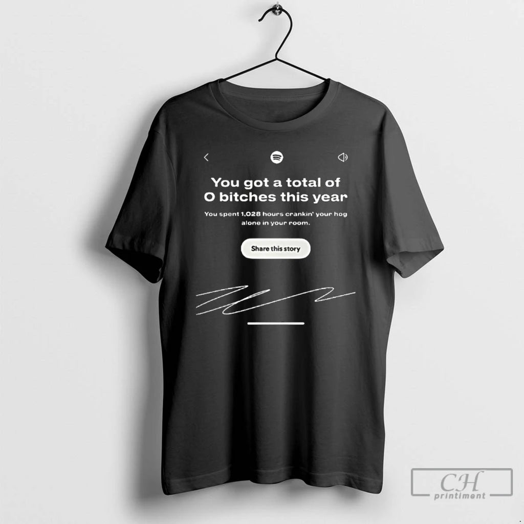 Classic You Got A Total Of 0 Bitches This Year Spotify Wrapped Interface T Shirts Hoodie, Sweatshirt | PopFlextees.com
