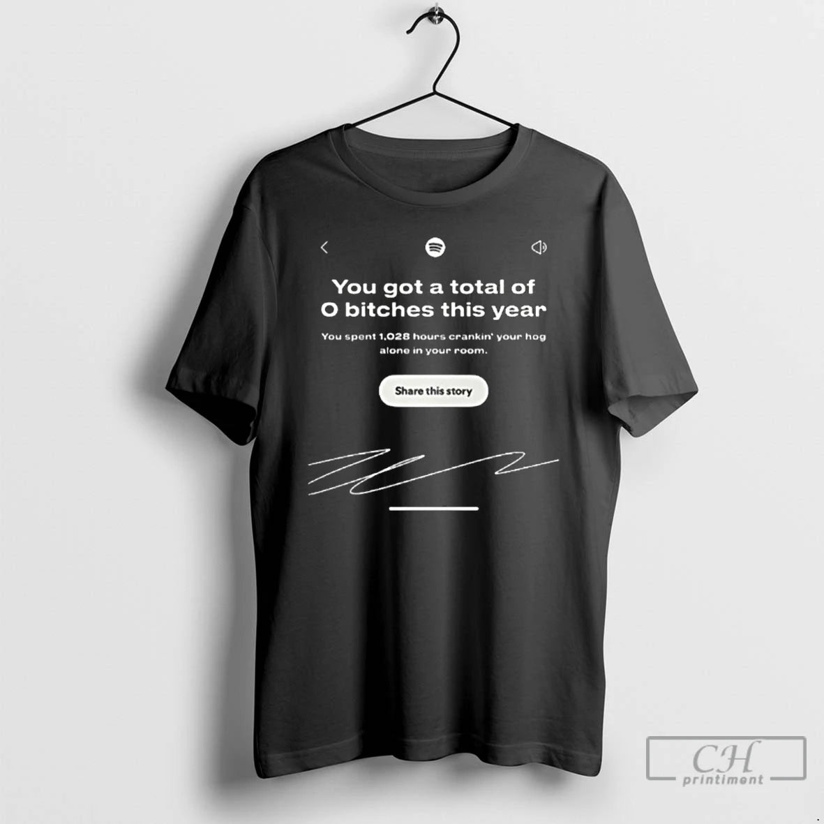 Classic You Got A Total Of 0 Bitches This Year Spotify Wrapped Interface T Shirts Hoodie, Sweatshirt | PopFlextees.com