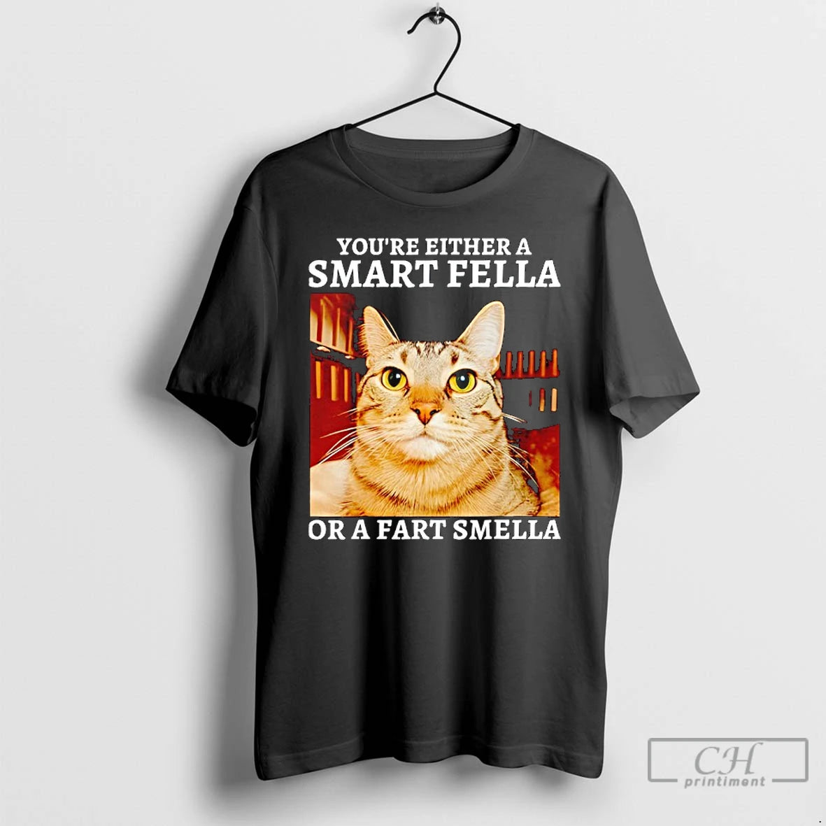 Classic Youre Either A Smart Fella Or A Fart Smella Funny Cat T Shirts Sweater Hoodie, Sweatshirt | PopFlextees.com