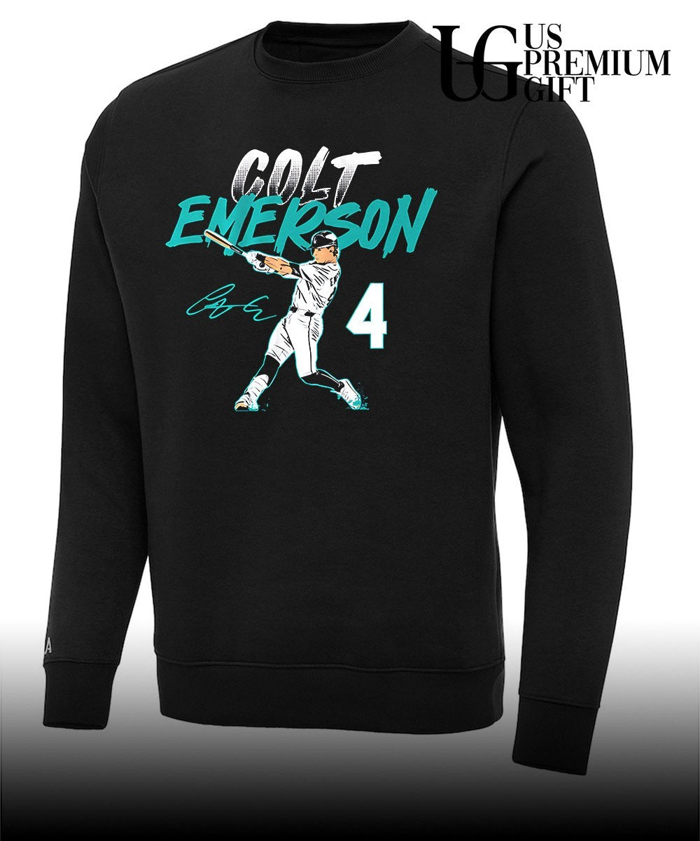 Colt Emerson 04 player Seattle Mariners baseball slugger swing number shirt