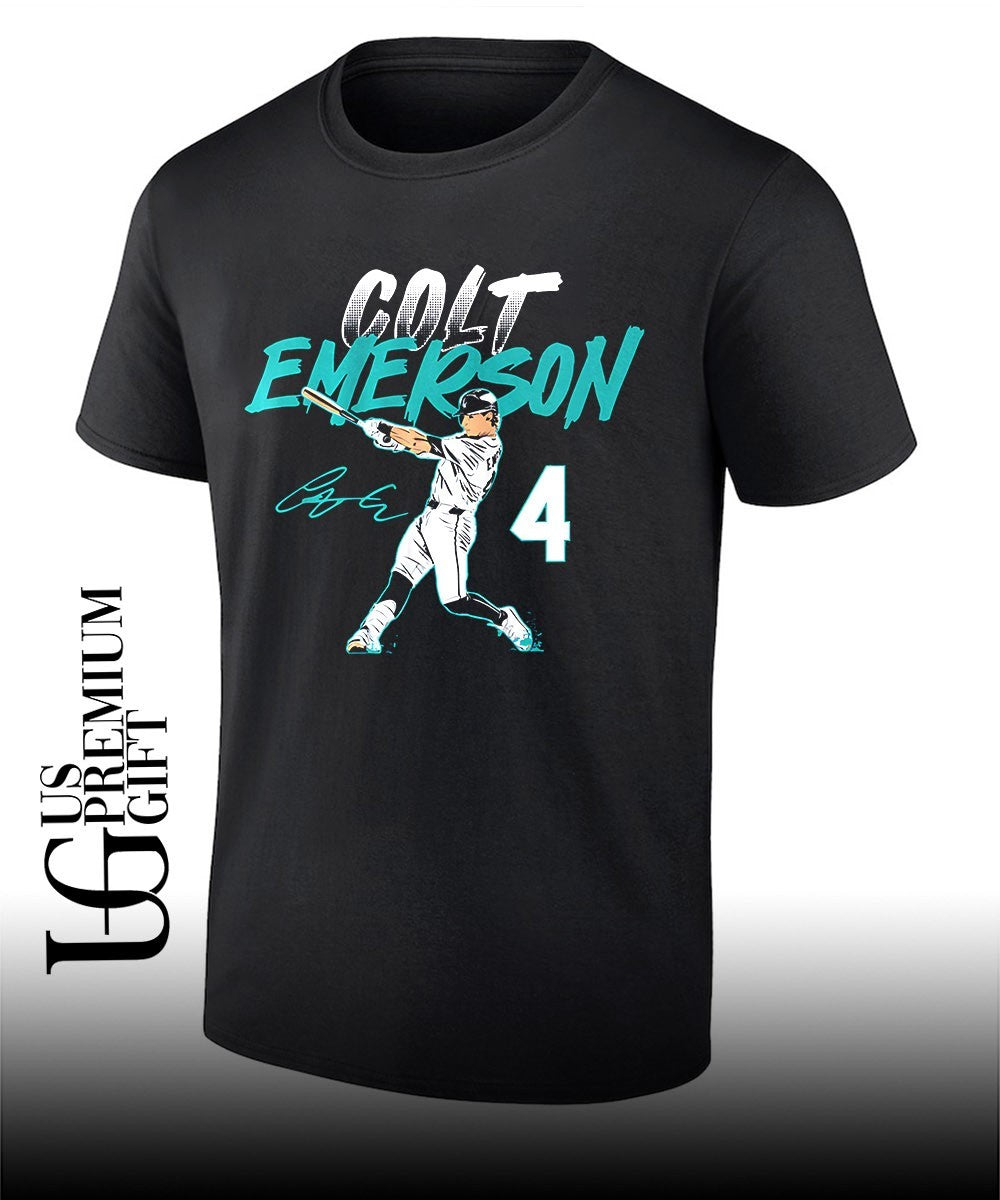 Colt Emerson 04 player Seattle Mariners baseball slugger swing number shirt