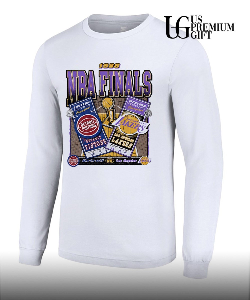 Detroit Pistons vs Los Angeles Lakers 1988 NBA Finals dueling vintage shirt