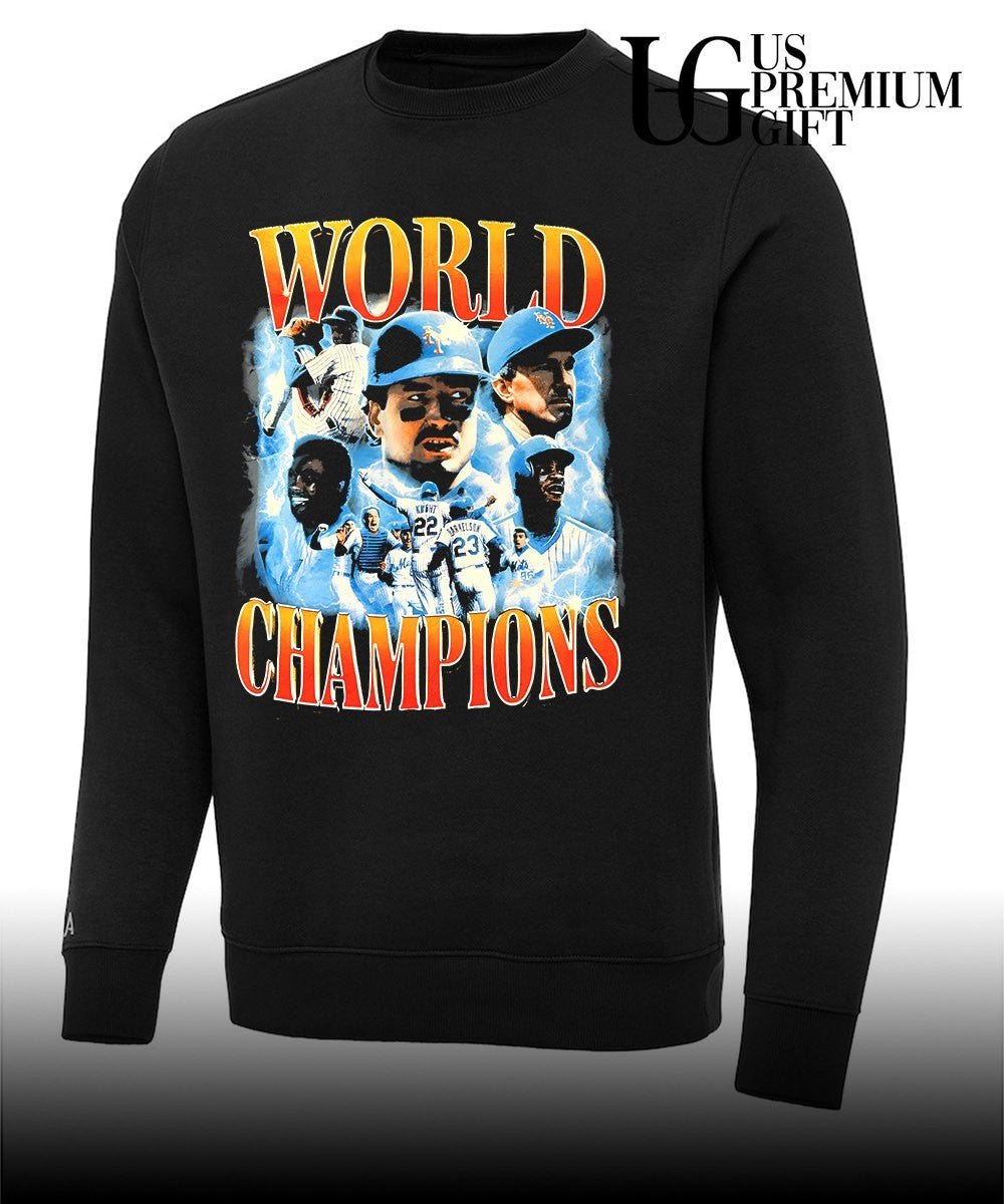 Dwight Gooden Darryl Strawberry Gary Carter Mookie Wilson New York Mets celebrating baseball 1986 World Series Champions MLB graphic vintage shirt