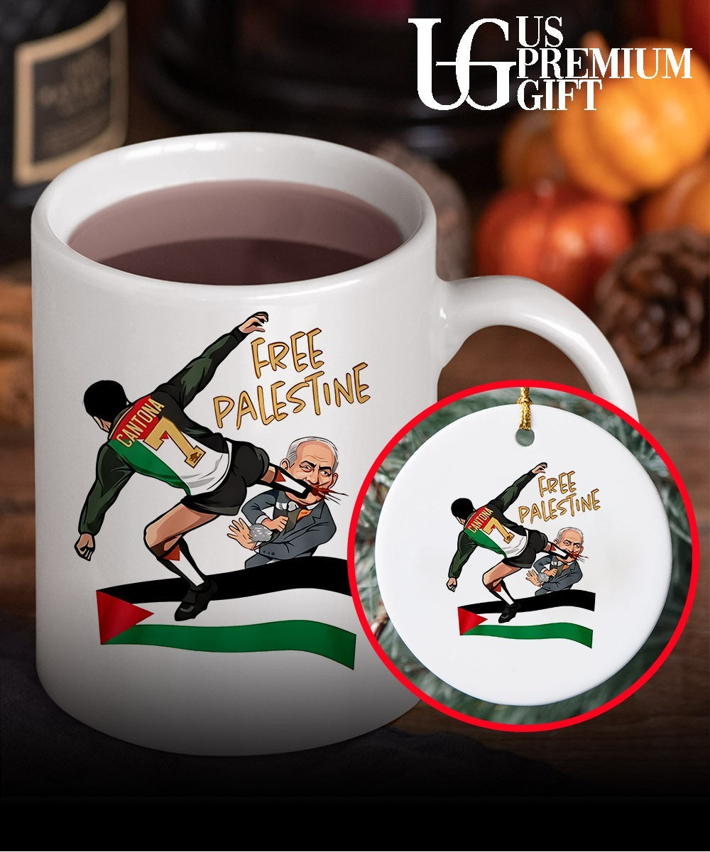 Eric Cantona Free Palestine caricature shirt