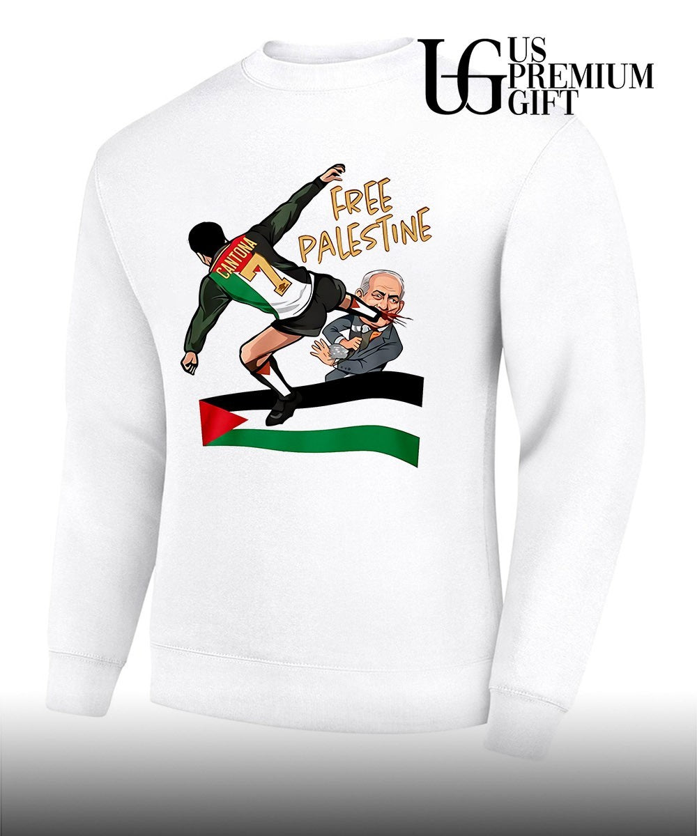 Eric Cantona Free Palestine caricature shirt