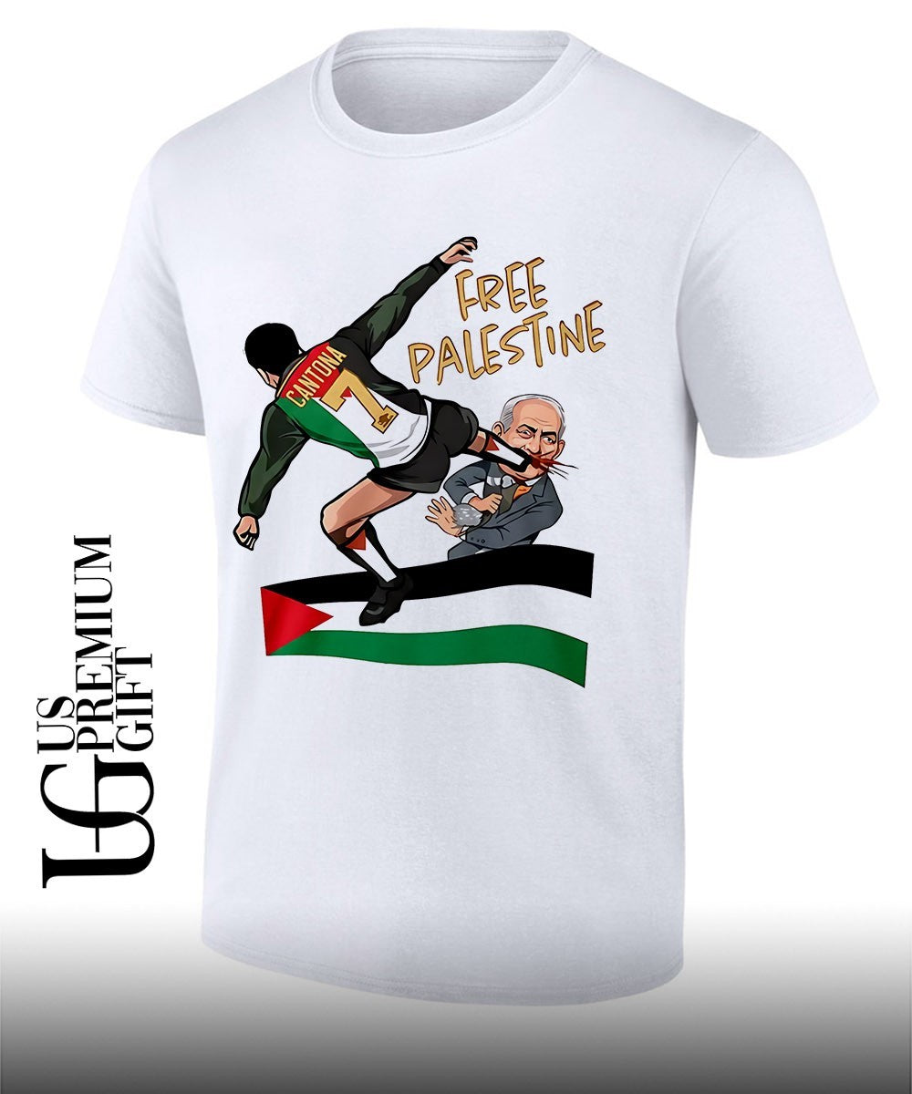 Eric Cantona Free Palestine caricature shirt