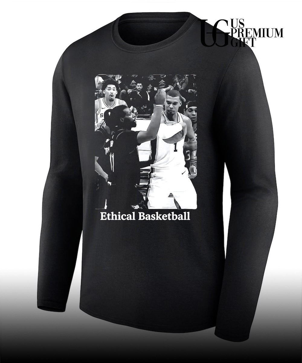Ethical basketball Victor Wembanyama San Antonio Spurs elbowing Naz Reid Minnesota Timberwolves NBA 2026 shirt