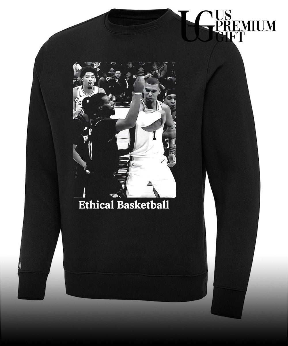 Ethical basketball Victor Wembanyama San Antonio Spurs elbowing Naz Reid Minnesota Timberwolves NBA 2026 shirt