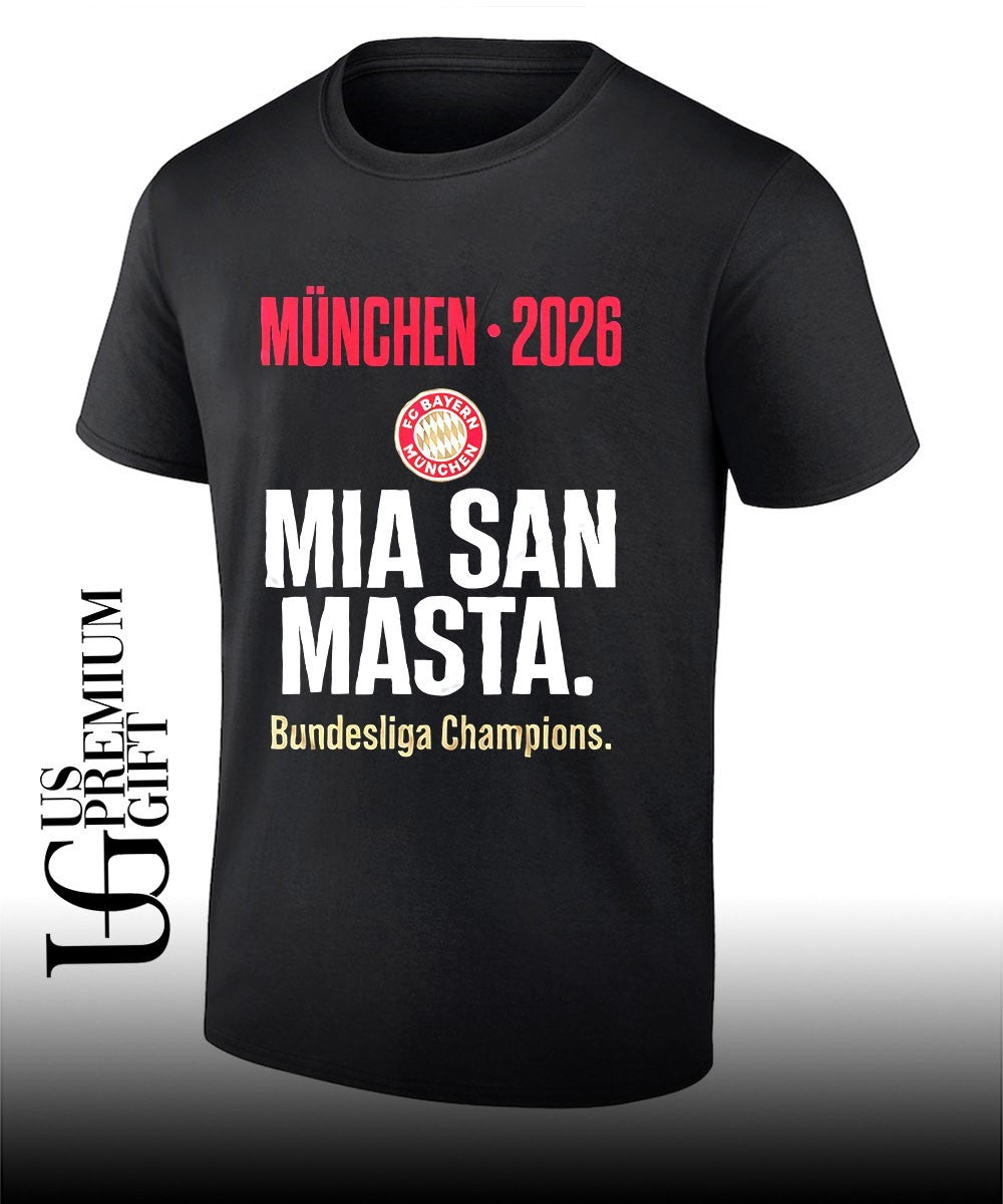 FC Bayern Munchen Bundesliga Champions Meisterschale Allianz Arena 2026 logo shirt