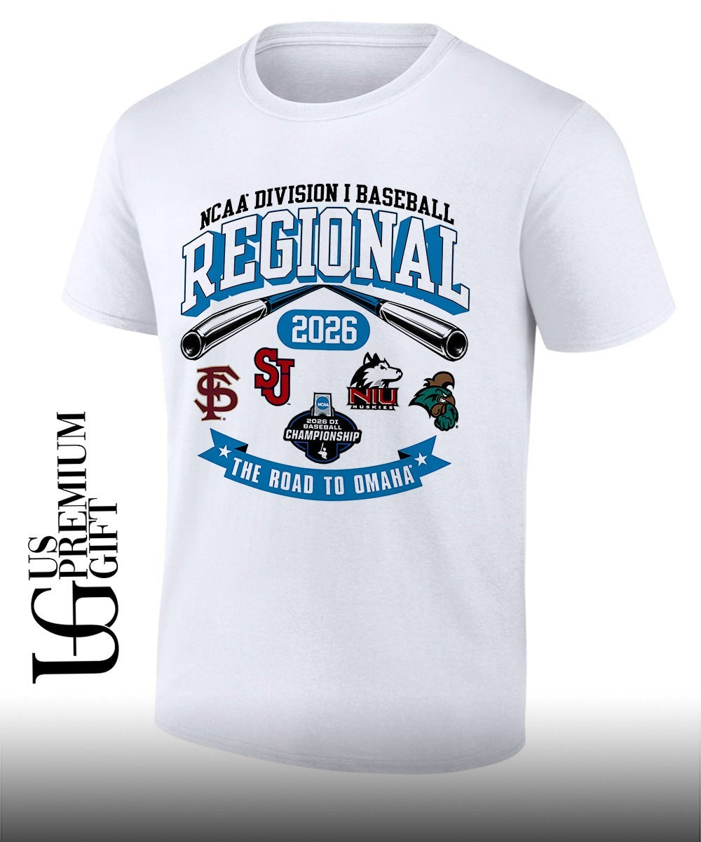 FSU and St. John’s University and Northern Illinois University and Coastal Carolina Chanticleers Baseball Regional Division I NCAA 2026 The Road to Omaha shirt