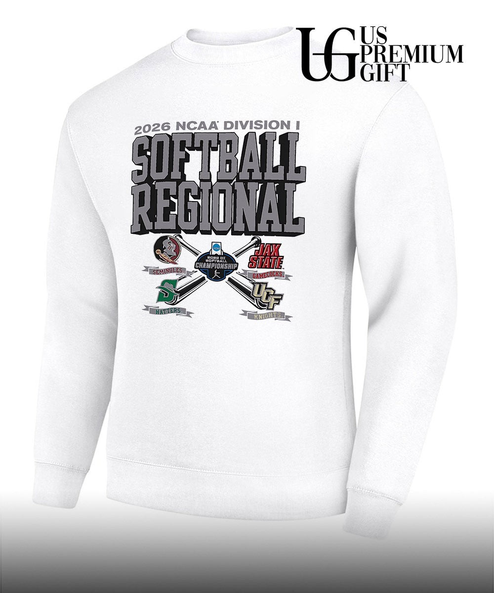 Florida State Seminoles and Jacksonville State Gamecocks and Stetson Hatters and UCF Knights 2026 NCAA Division I Softball Regional logo shirt