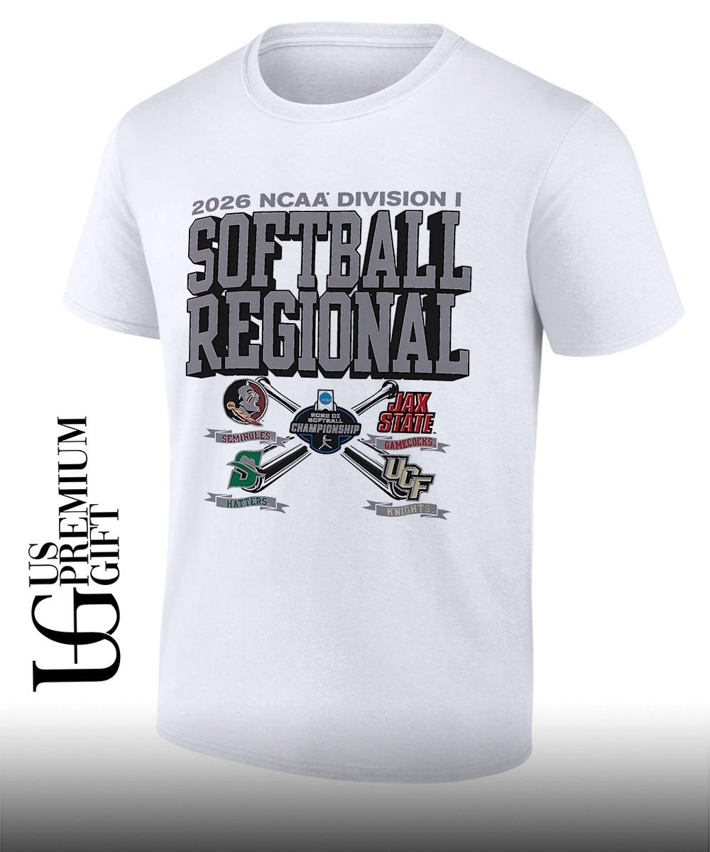 Florida State Seminoles and Jacksonville State Gamecocks and Stetson Hatters and UCF Knights 2026 NCAA Division I Softball Regional logo shirt