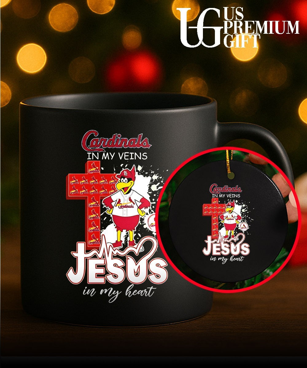 Fredbird St Louis Cardinals cross in my veins Jesus in my heart 2026 mascot shirt