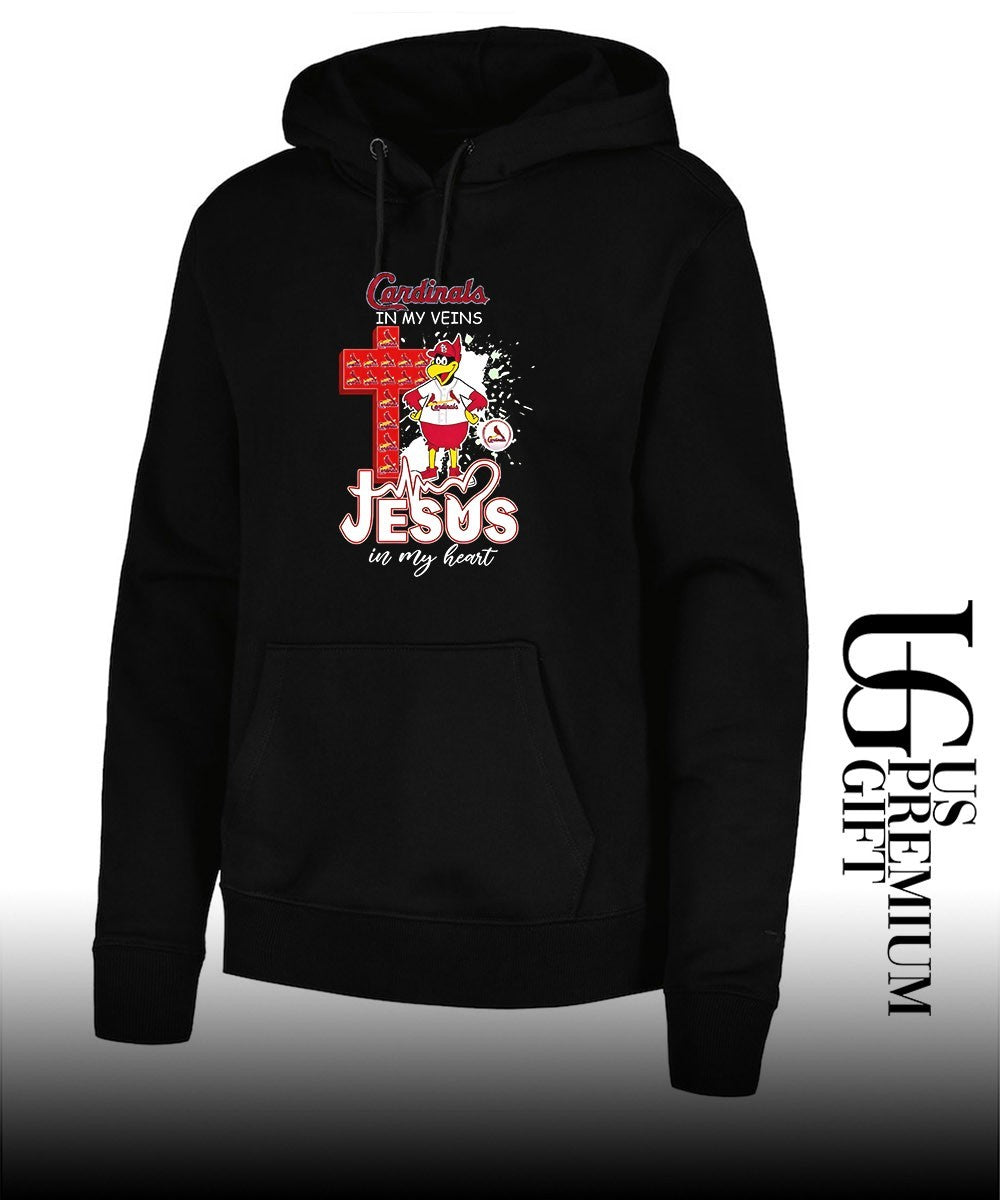 Fredbird St Louis Cardinals cross in my veins Jesus in my heart 2026 mascot shirt
