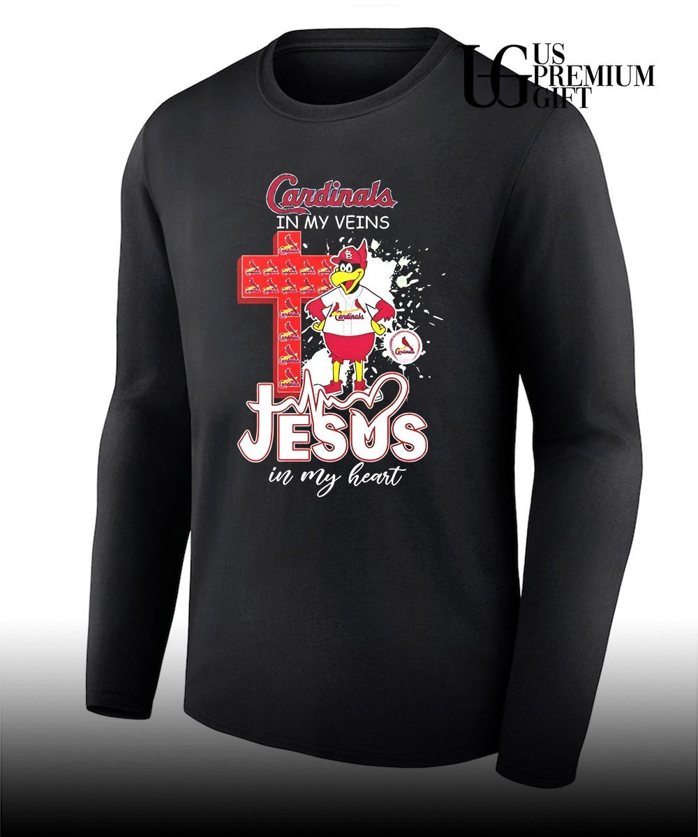 Fredbird St Louis Cardinals cross in my veins Jesus in my heart 2026 mascot shirt