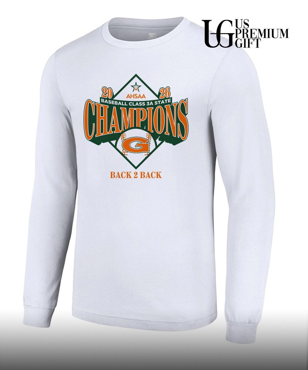 Glenwood Gators 2026 AHSAA baseball class 3A State Champions back 2 back T-shirt