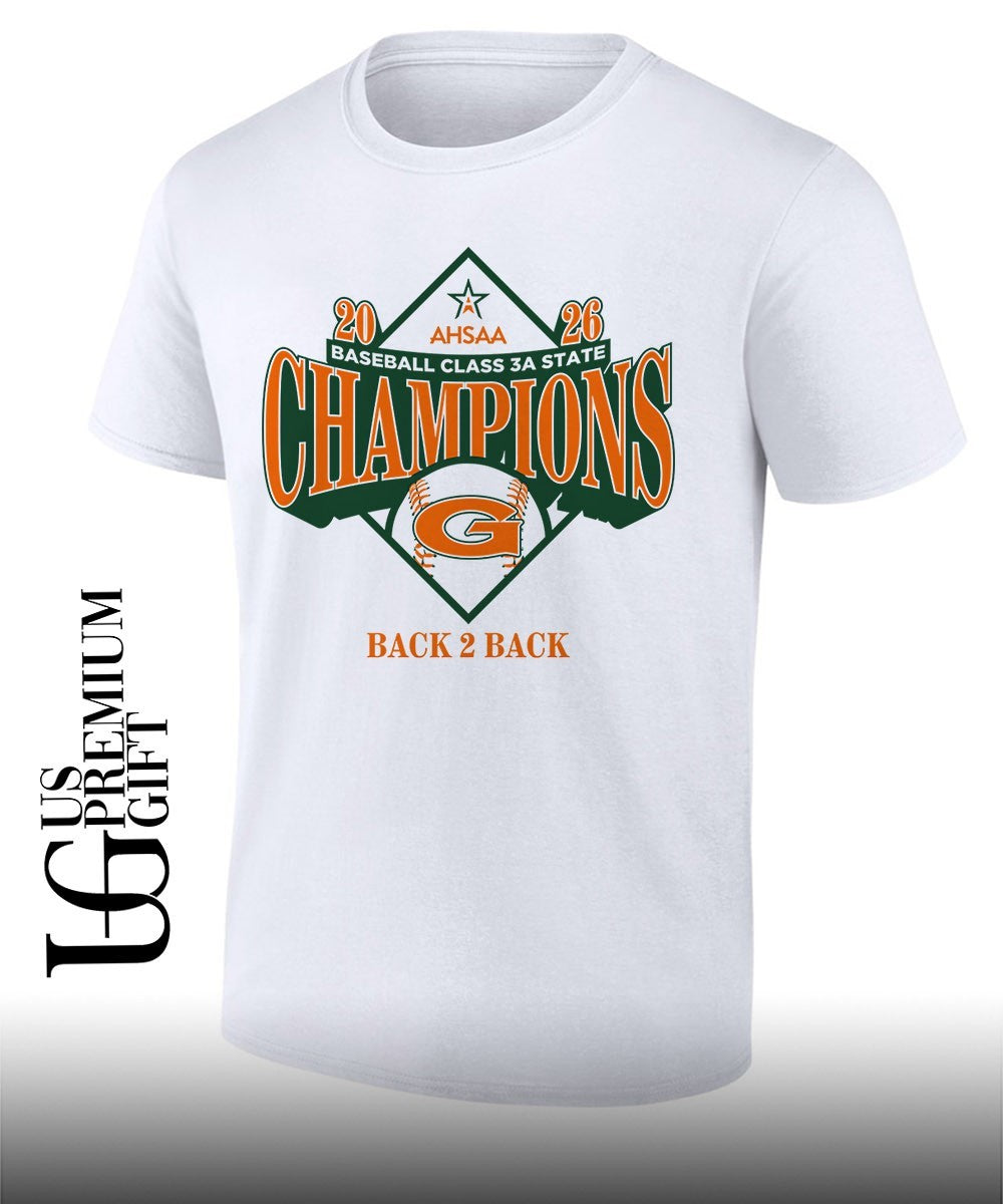 Glenwood Gators 2026 AHSAA baseball class 3A State Champions back 2 back T-shirt