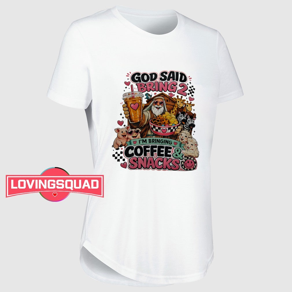 God Said Bring 2 I’m Bringing Coffee Snacks Shirt