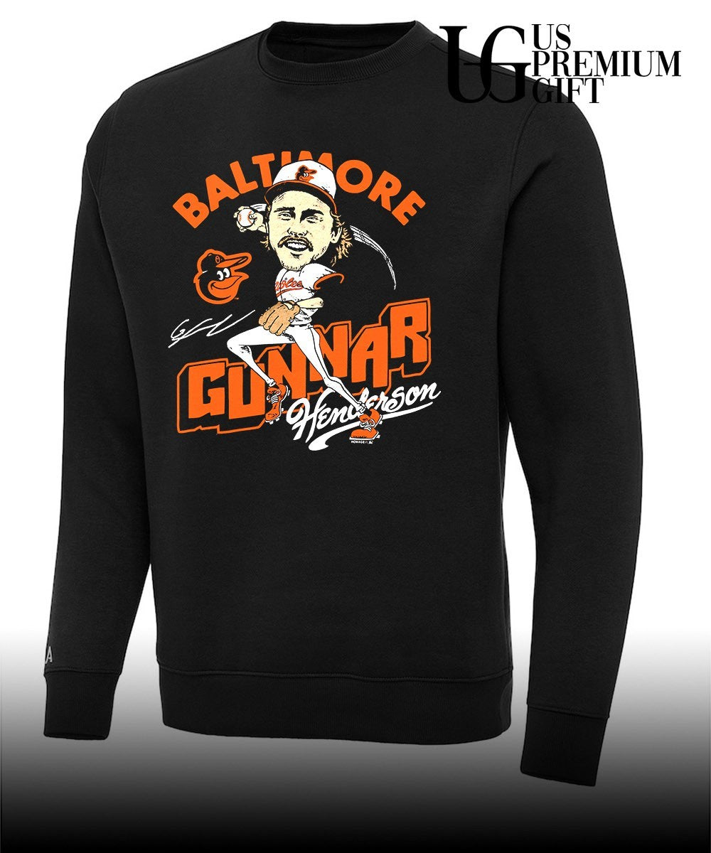 Gunnar Henderson player Baltimore Orioles baseball signature caricature shirt