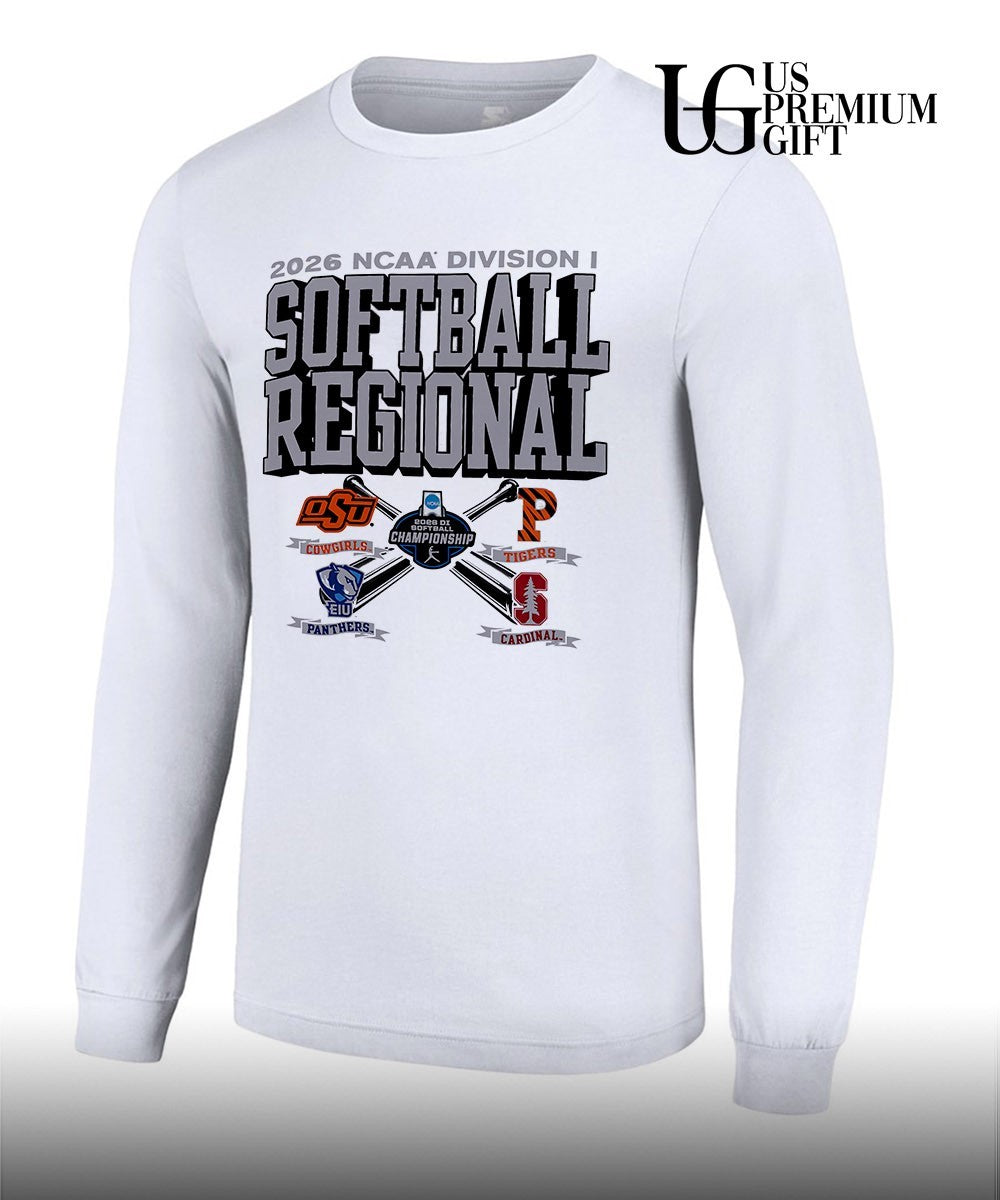 Oklahoma State University and Tigers and Panthers and Cardinal 2026 NCAA Division I Softball Regional logo shirt