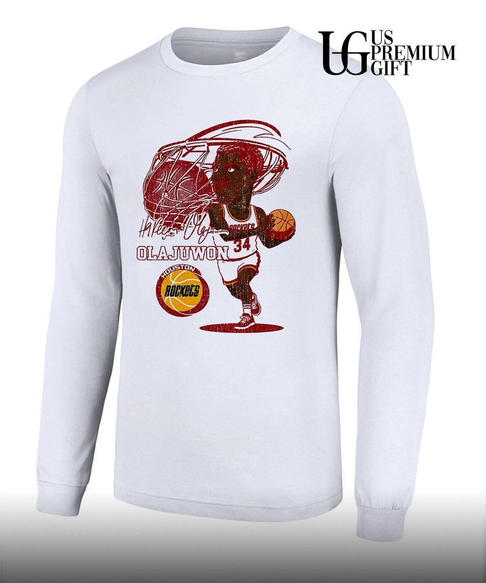 Hakeem Olajuwon player Houston Rockets NBA caricature shirt