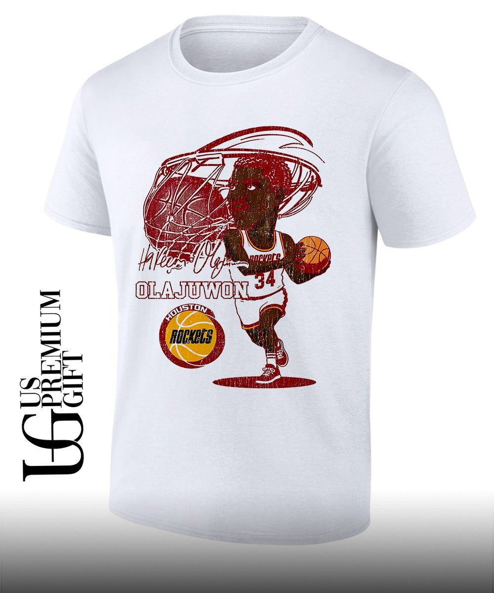 Hakeem Olajuwon player Houston Rockets NBA caricature shirt