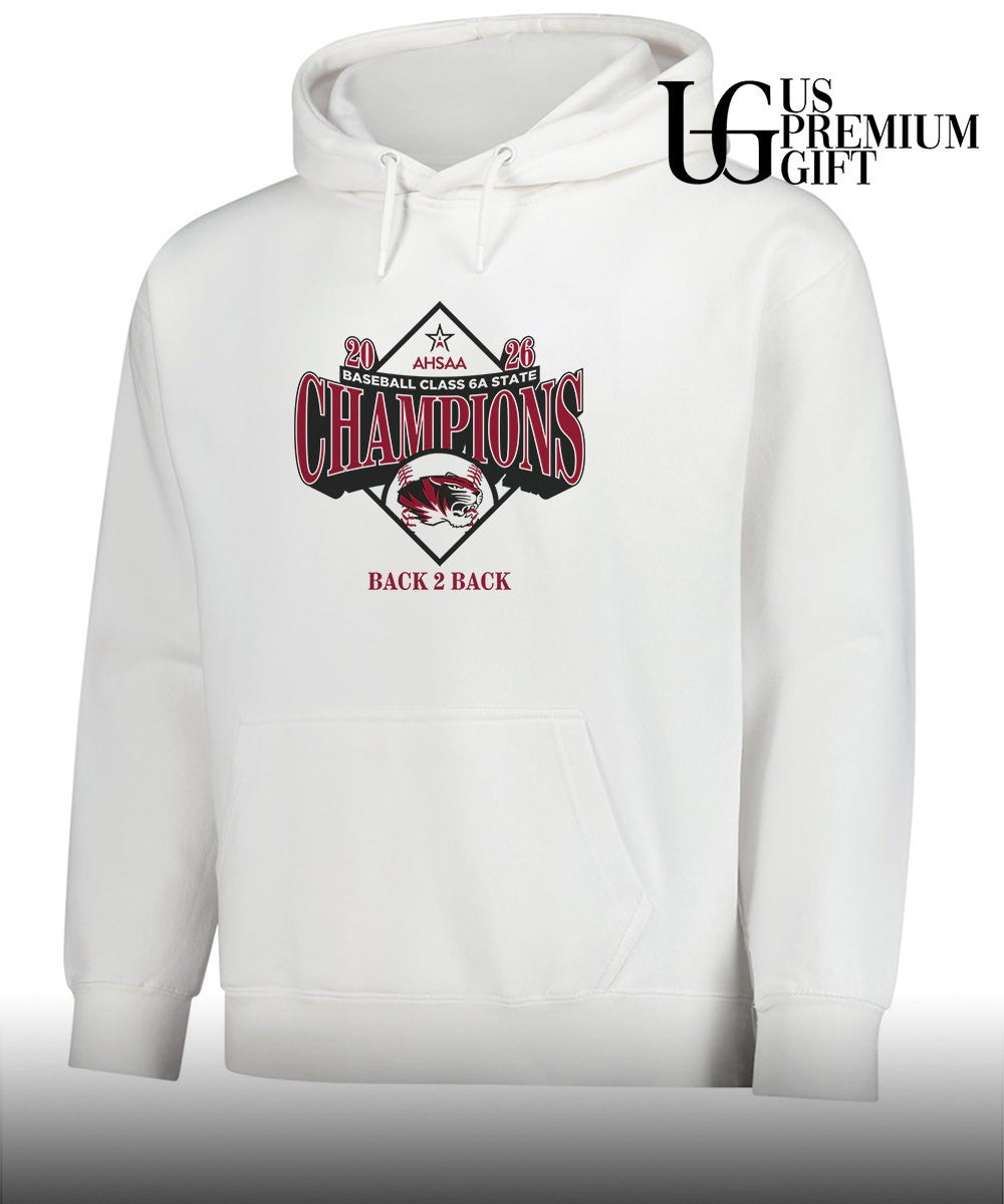 Hartselle Tigers 2026 AHSAA baseball class 6A State Champions back 2 back T-shirt