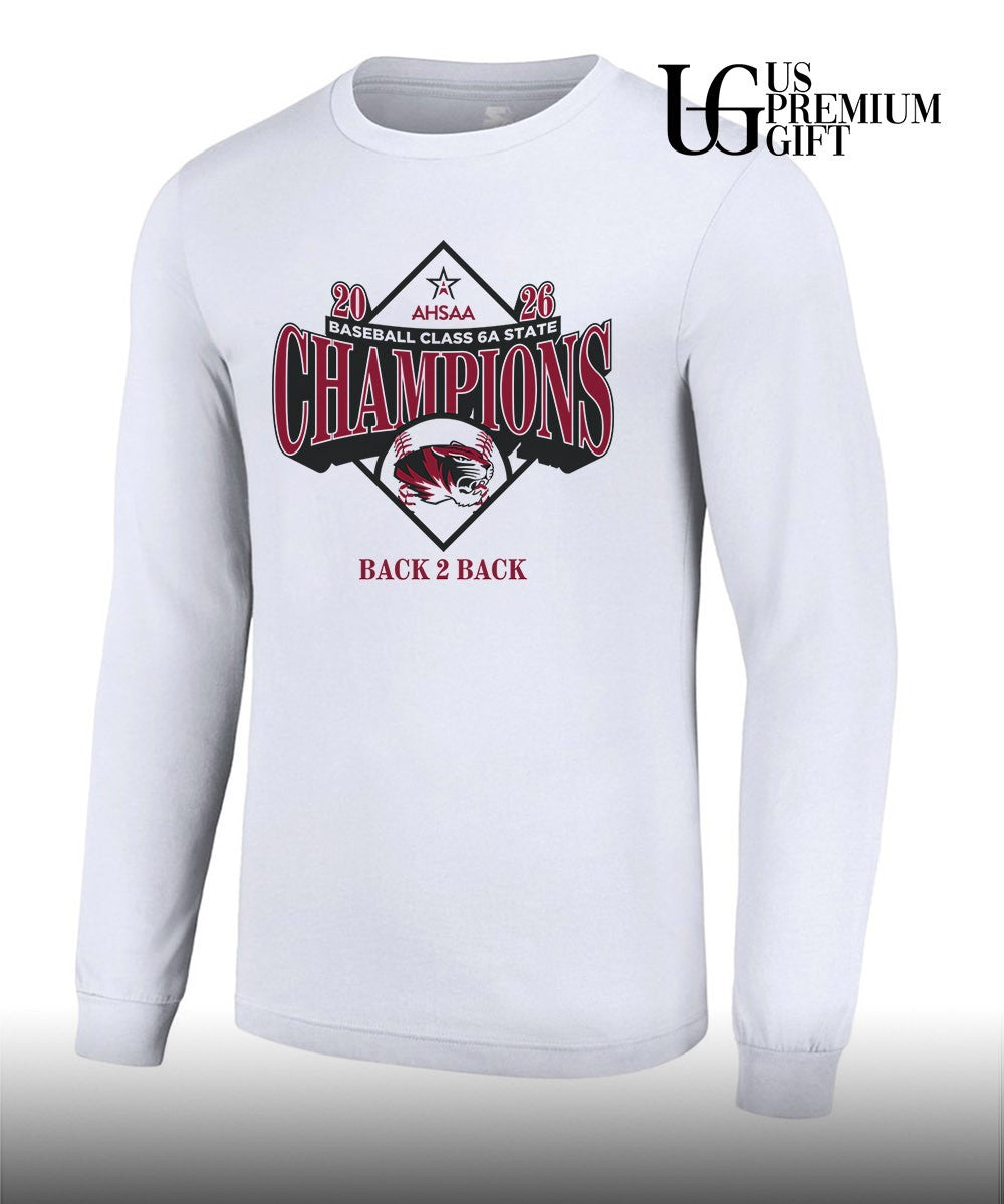 Hartselle Tigers 2026 AHSAA baseball class 6A State Champions back 2 back T-shirt