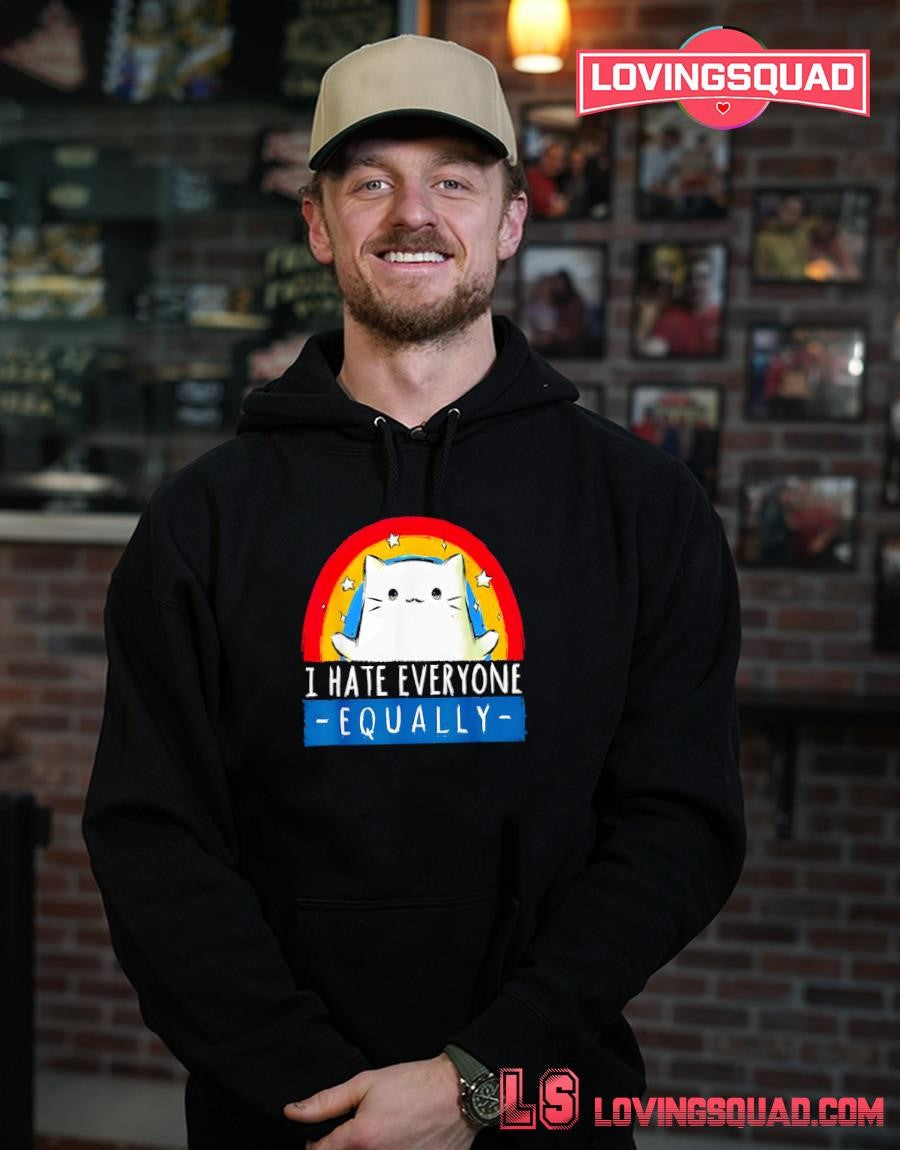 I Hate Everyone Equally Rainbow Cat Cute Shirt