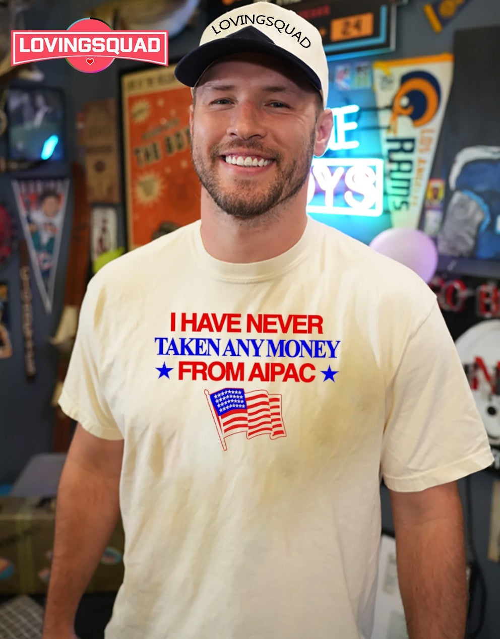 I have never take any money from aipac USA flag shirt