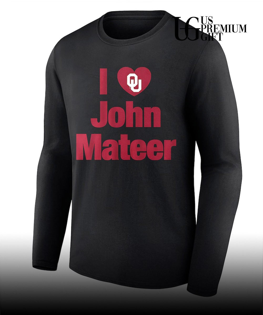 I heart John Mateer Oklahoma Sooners football logo shirt