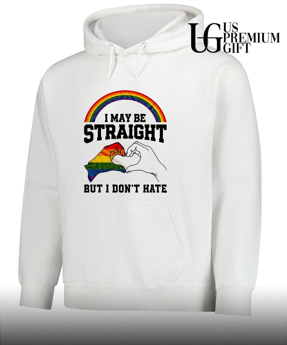 I may be straight but I don’t hate rainbow heart hands pride shirt