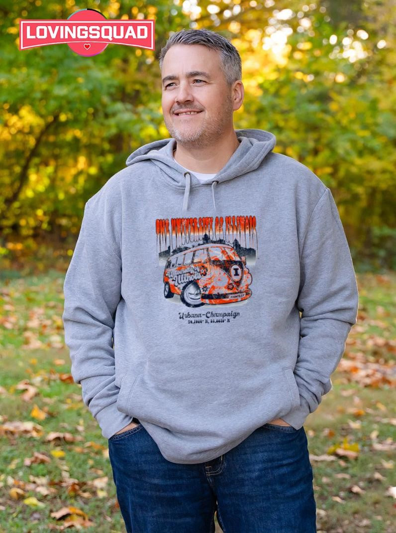 Illinois Fighting Illini Tan Flower Bus Bogo Shirt