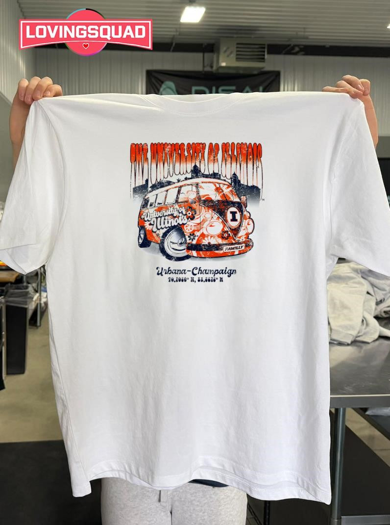 Illinois Fighting Illini Tan Flower Bus Bogo Shirt