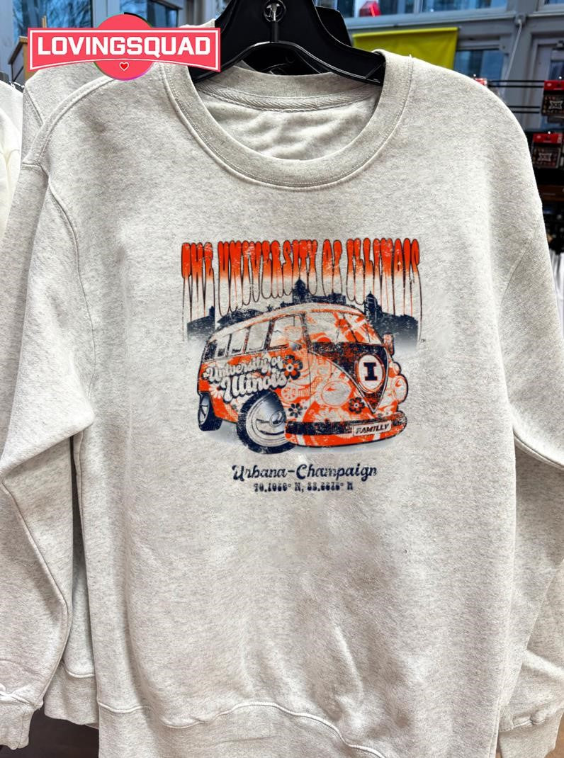 Illinois Fighting Illini Tan Flower Bus Bogo Shirt