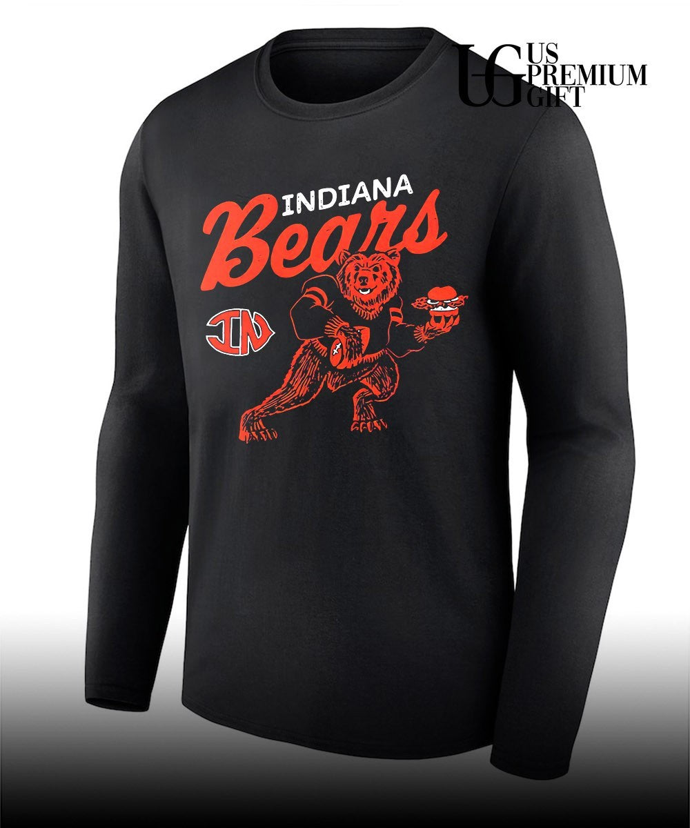 Indiana Bears Football player mascot eating a Hamburger logo shirt