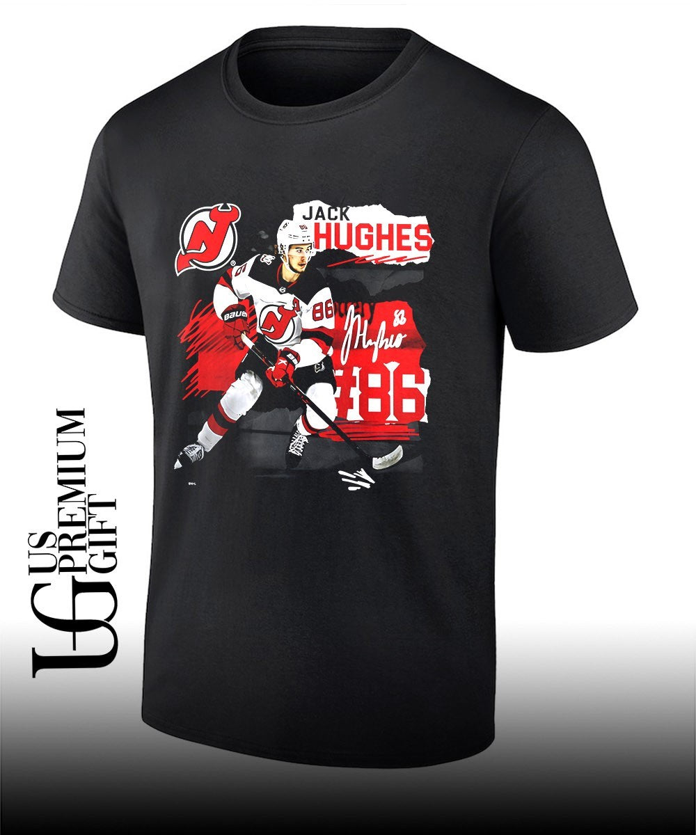Jack Hughes 86 player New Jersey Devils NHL signature shirt