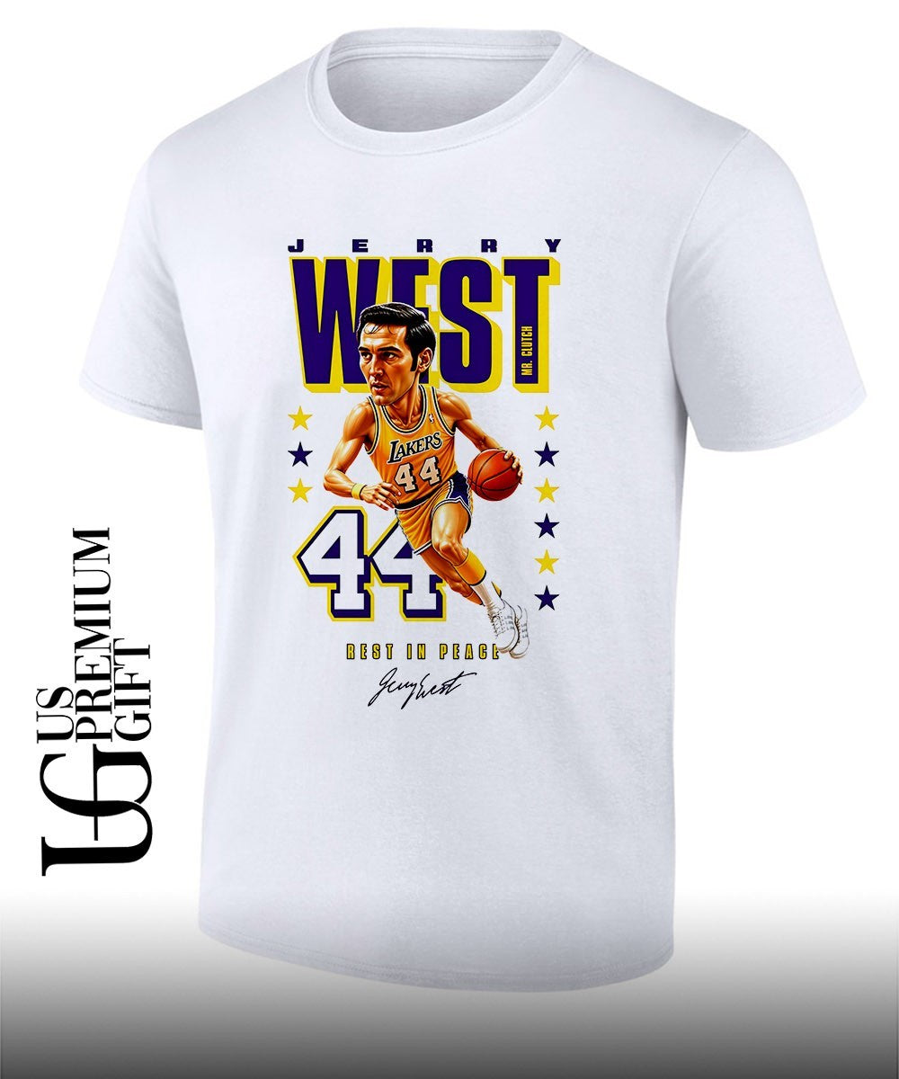 Jerry West Mr. Clutch Legend Los Angeles Lakers basketball caricature signature shirt